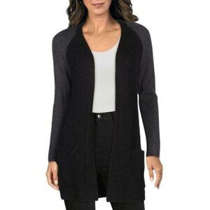 Eileen Fisher Wool Black & Gray Colorblock Cardigan Sweater S